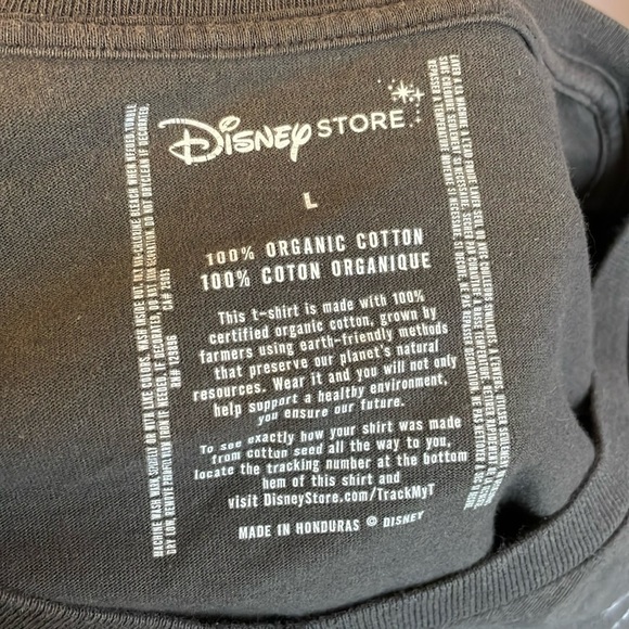 Disney Store Gray Lace Look Embroidered Tinkerbell V-neck size L Organic Cotton - Picture 4 of 12
